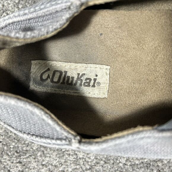 Olukai Moloa Kapa Men's Sz 8 Gray Woven Textile Canvas Slip On Loafer Shoes Used - Picture 10 of 11